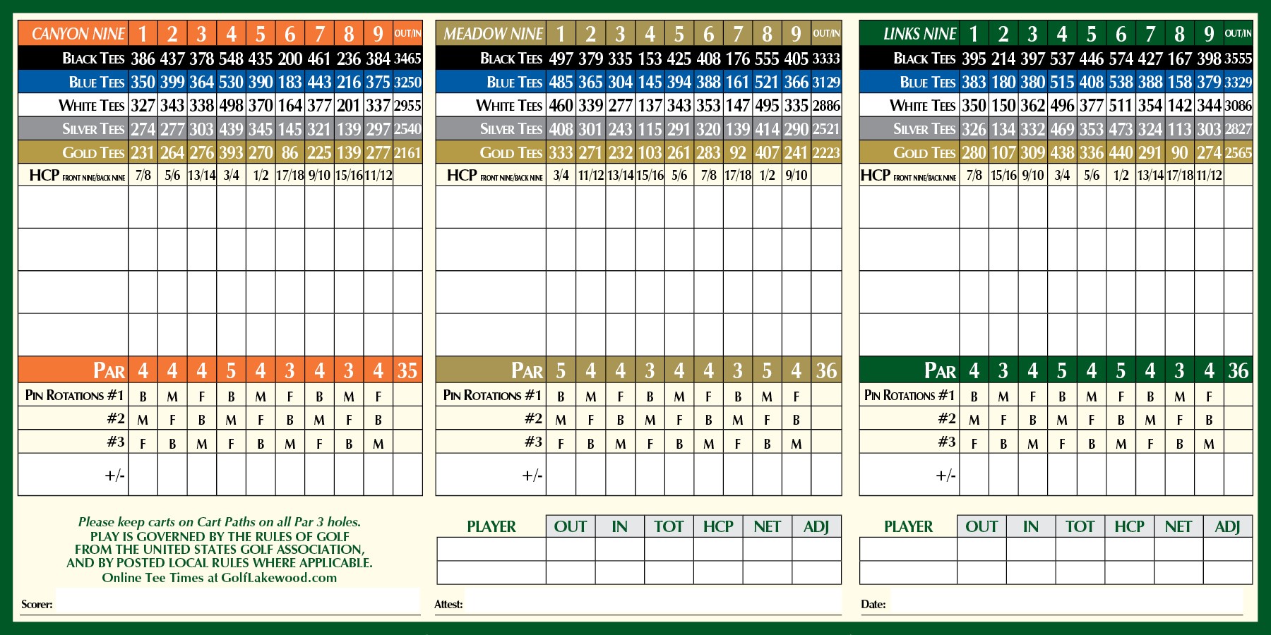 2024 Fox Hollow scorecard back