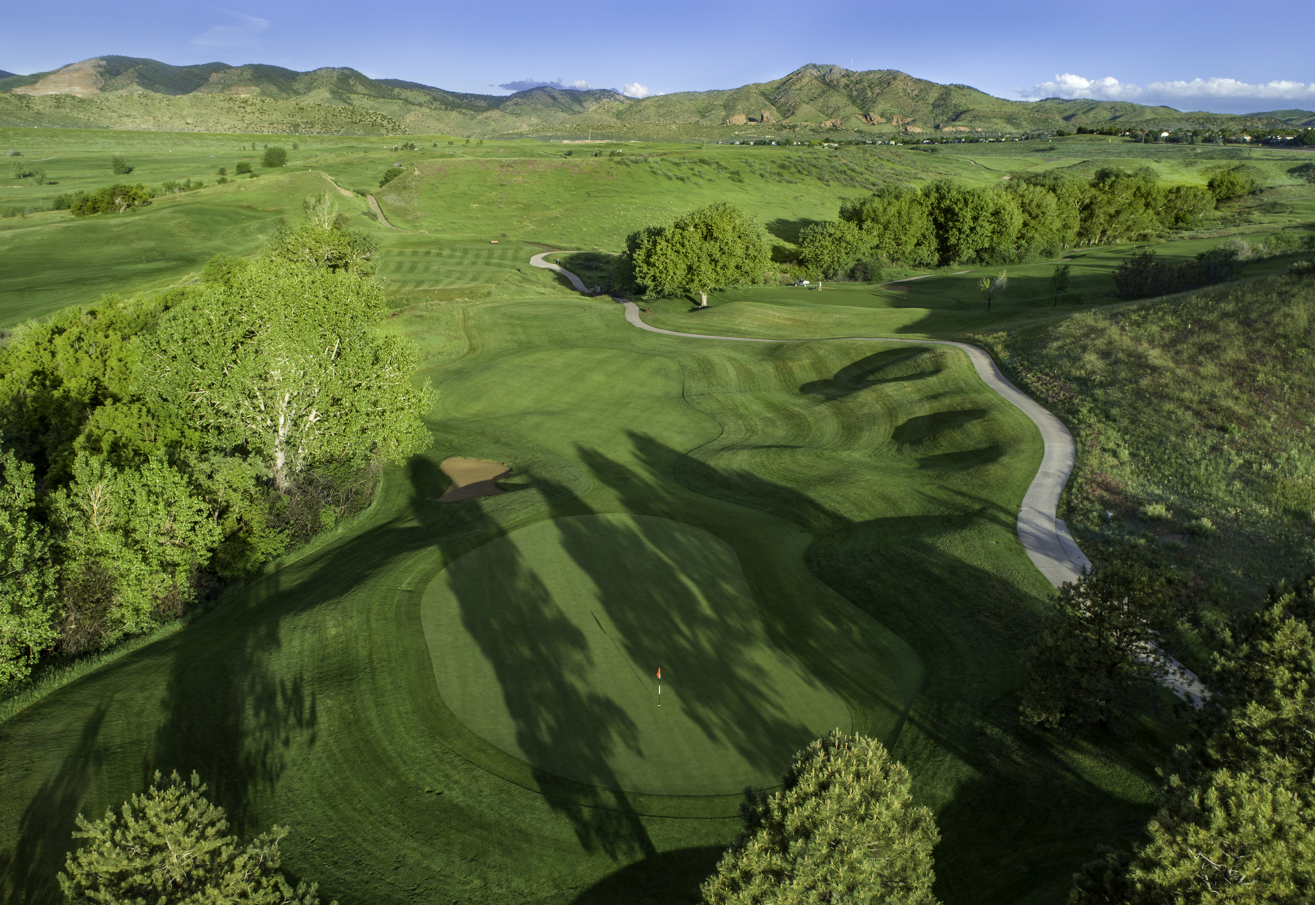 aerial view of Fox Hollow's Canyon #8 fairway to green