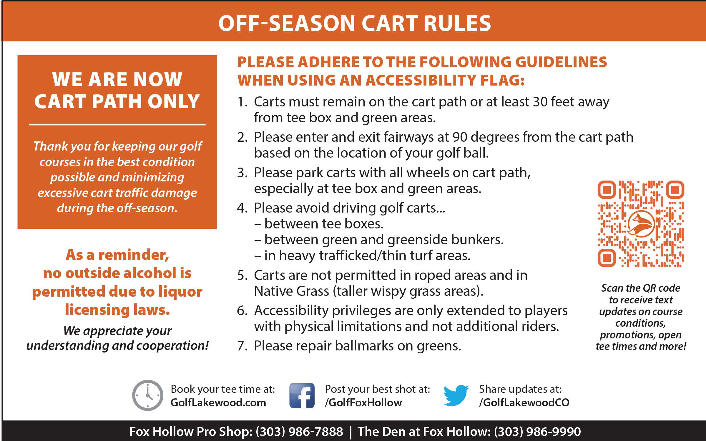 Fox Hollow 2024 - 2025 off-season cart rules