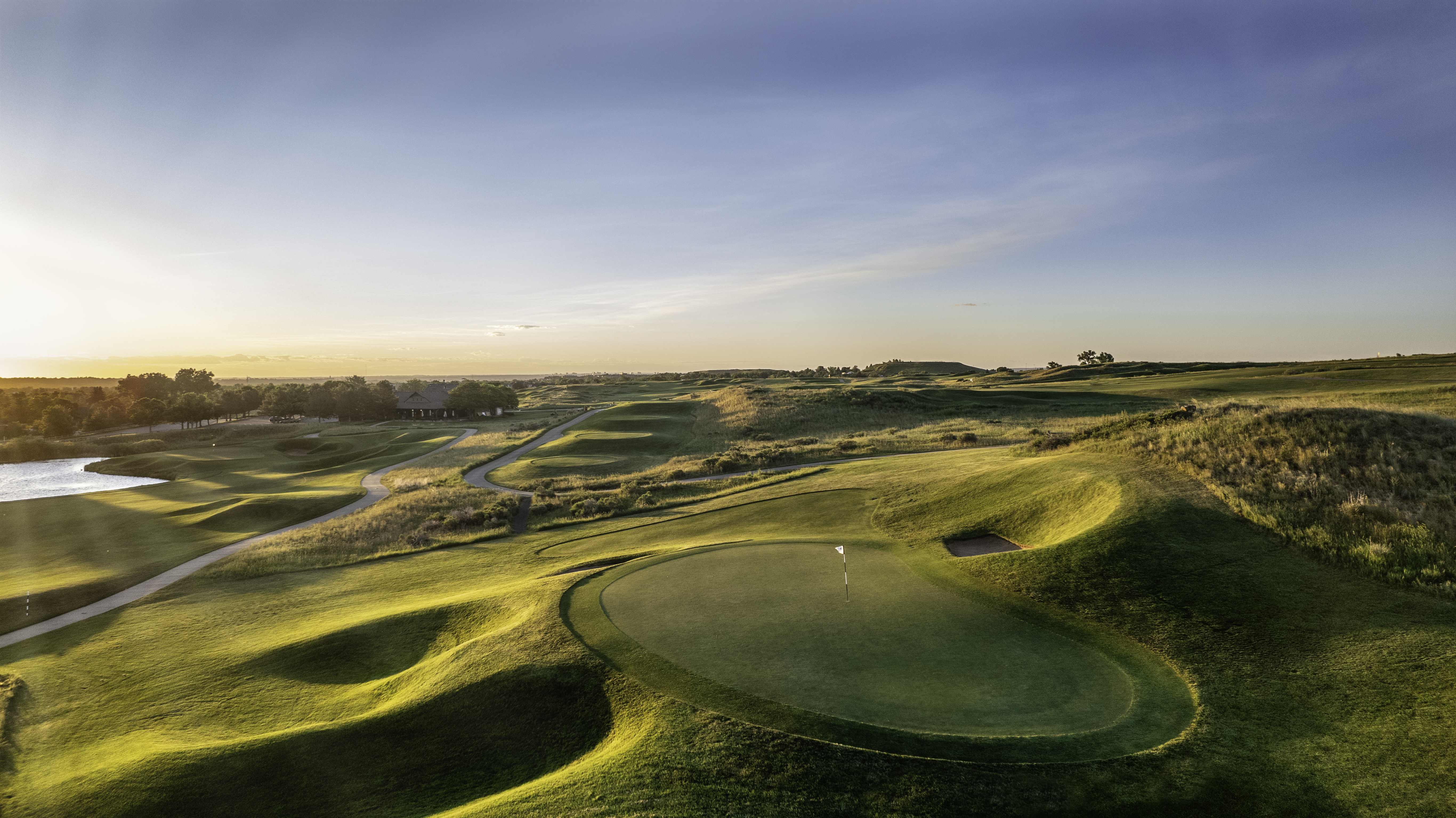 aerial view of Homestead #6 with the sunrise in the background